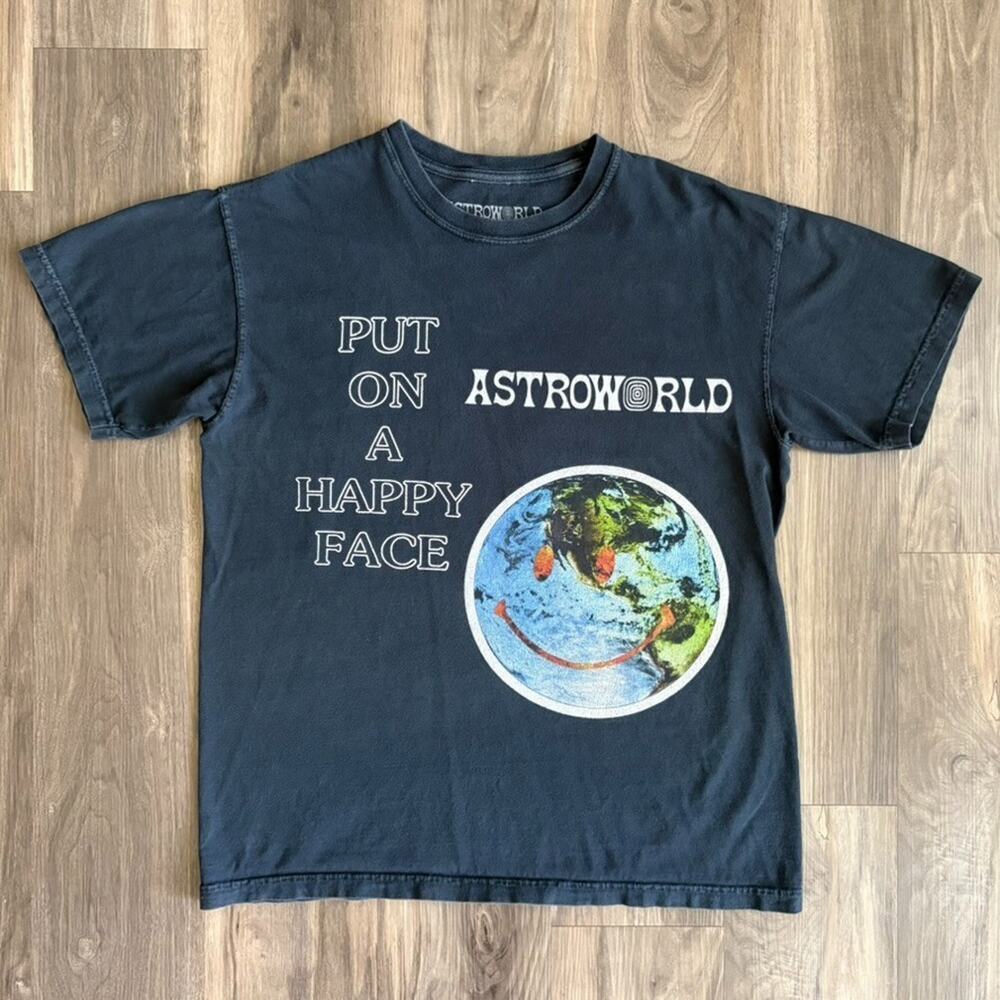 ASTROWORLD Wish You Were Here T-Shirt Men's Size M Put on a Happy Face Peace